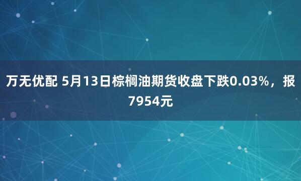 万无优配 5月13日棕榈油期货收盘下跌0.03%，报7954元